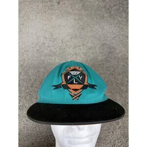 Fly Racing Hat Cap Snap Back Teal Black Orange Logo Mens One Size Flat Brim